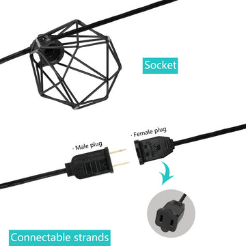 Indoor/Outdoor 10 ft. Contemporary Transitional Incandescent G40 Diamond Cage String Lights